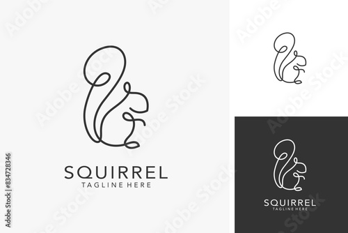 One line art squirrel logo design