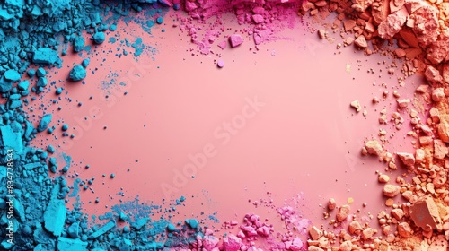 Elegant Hues, Vivid Cosmetic Powder against a Pastel Pink Backdrop