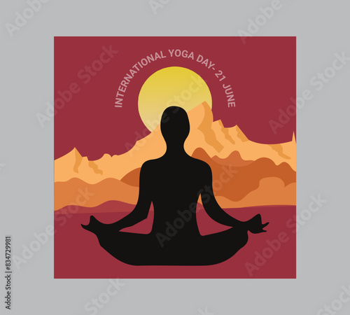 Man asana on a white isolated Yoga background. yoga and meditation. international yoga day poster design.