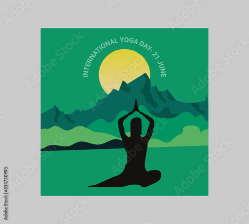 Man asana on a white isolated Yoga background. yoga and meditation. international yoga day poster design.