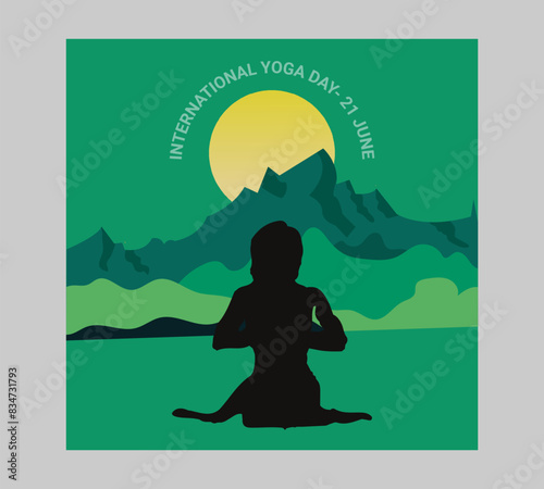Man asana on a white isolated Yoga background. yoga and meditation. international yoga day poster design.