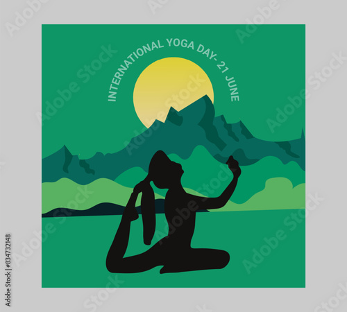 Man asana on a white isolated Yoga background. yoga and meditation. international yoga day poster design.