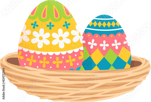 Happy easter eggs in the nest
