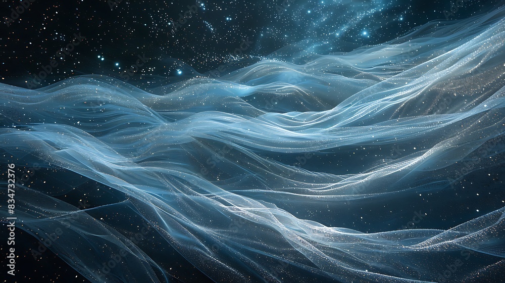 Fototapeta premium Translucent veils shroud distant horizons, like gossamer curtains drawn across the stage of the universe, concealing its mysteries from prying eyesbackground