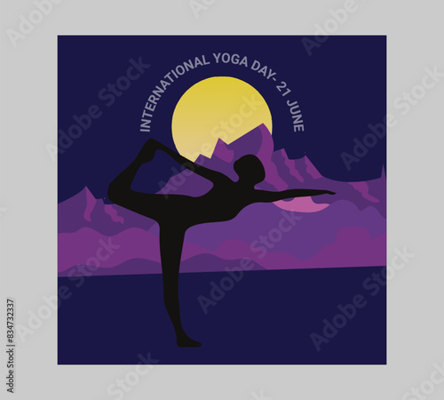 Man asana on a white isolated Yoga background. yoga and meditation. international yoga day poster design.