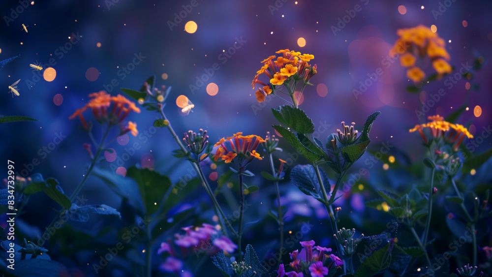 Beautiful meadow of lantana flowers close up Beautiful meadow of lantana flowers close up