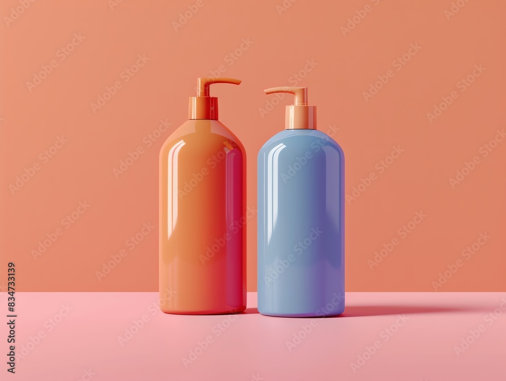 A 3D render of a colorprotecting shampoo and conditioner set A 3D render of a colorprotecting shampoo and conditioner set