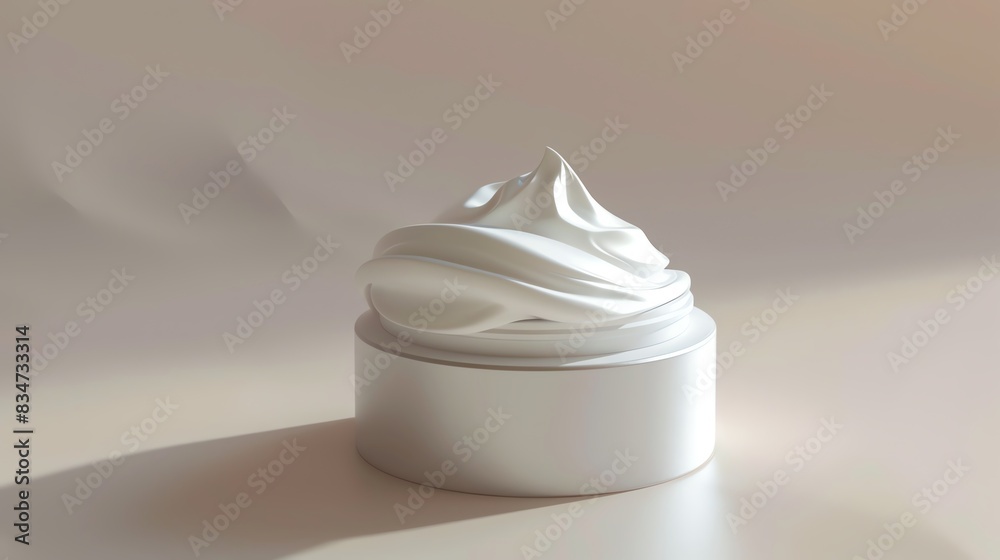 A 3D render of a frizz control hair cream A 3D render of a frizz control hair cream