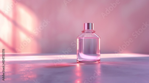 A 3D render of a hair gloss serum in a glass bottle © Moviebirth