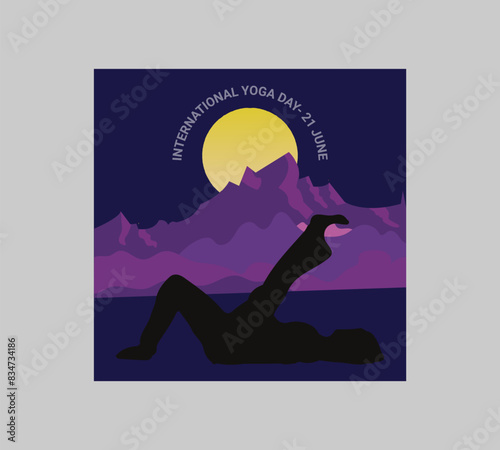 Man asana on a white isolated Yoga background. yoga and meditation. international yoga day poster design.