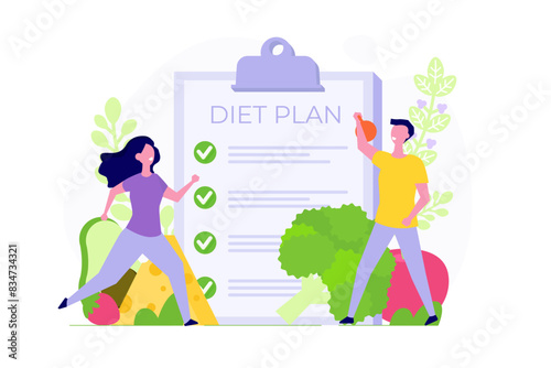 Diet plan schedule checklist concept. Vector illustration
