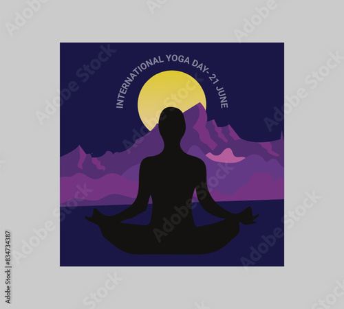 Man asana on a white isolated Yoga background. yoga and meditation. international yoga day poster design.