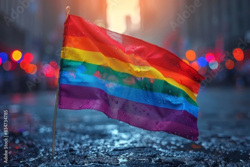 Nighttime silhouette of a figure holding a pride flag, underlining the perseverance of the LGBTQ+ rights fight.