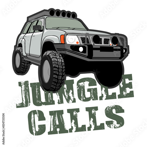 jungle calls nissan patrol off roading vector design illustration good for t-shirt print