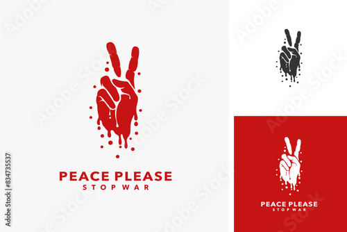 Two bloody fingers for peace logo design