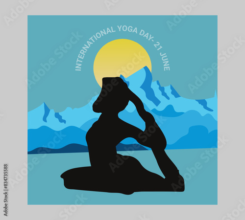 Man asana on a white isolated Yoga background. yoga and meditation. international yoga day poster design.