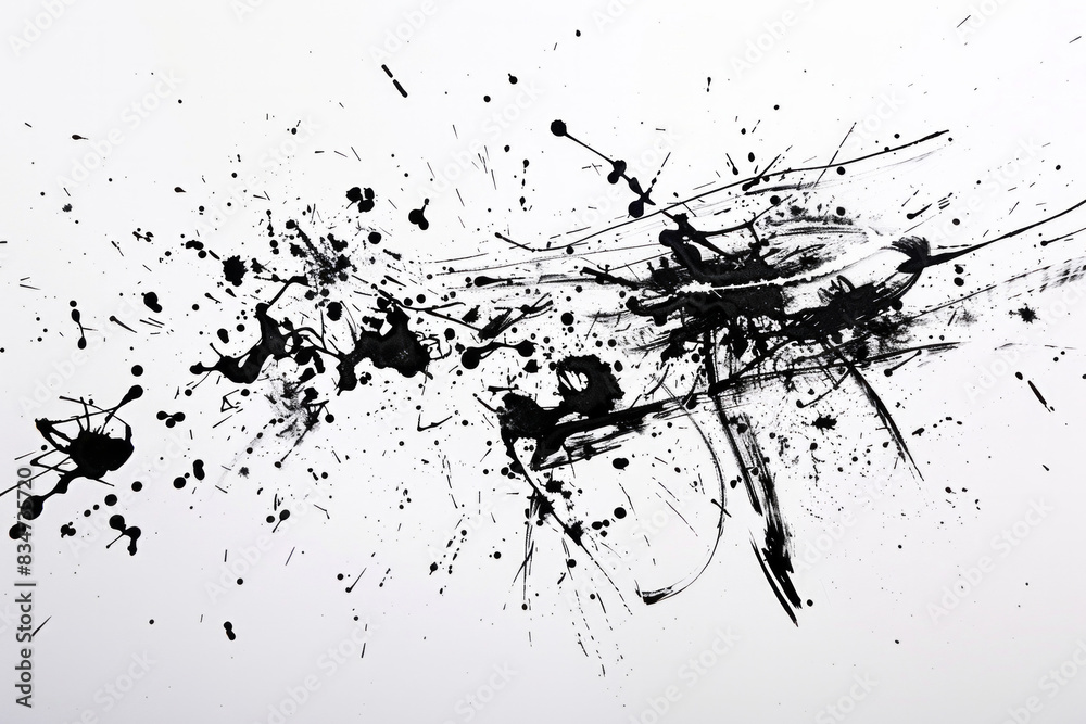 Obraz premium Simple ink splatters or brush strokes on a clean, white background with a contemporary feel.