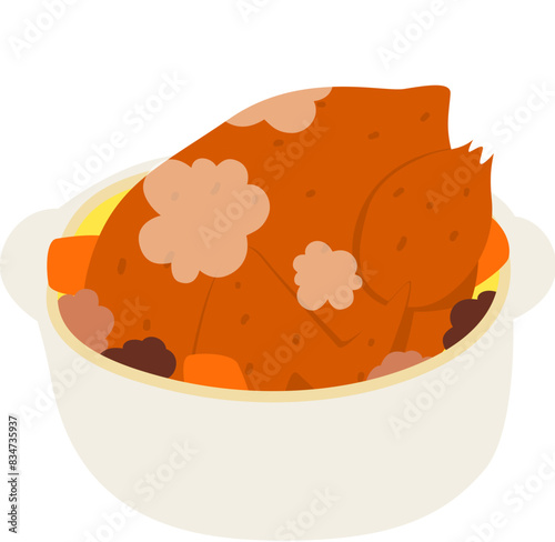New year dish braised chicken in white pot