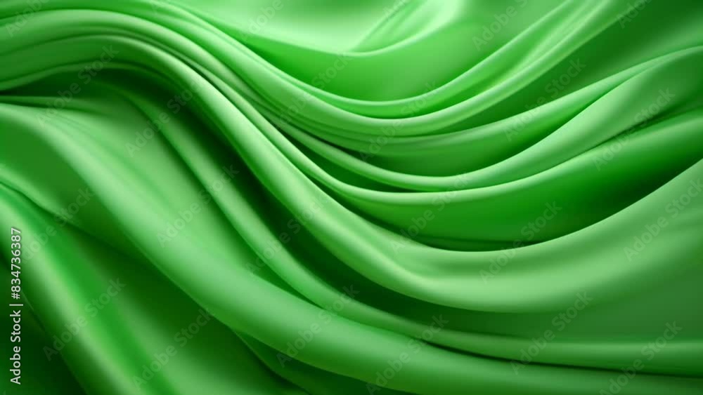 Soft, flowing green fabric with smooth, wavy patterns. The texture evokes a sense of freshness and tranquility, with the gentle curves and vibrant color creating a visually refreshing effect. Soft, flowing green fabric with smooth, wavy patterns. The texture evokes a sense of freshness and tranquility, with the gentle curves and vibrant color creating a visually refreshing effect.