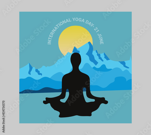 Man asana on a white isolated Yoga background. yoga and meditation. international yoga day poster design.