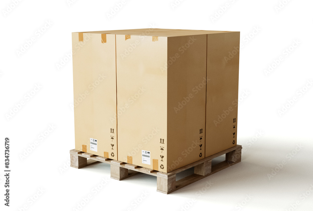 Large Cardboard Box Stack On Wooden Pallet Large Cardboard Box Stack On Wooden Pallet