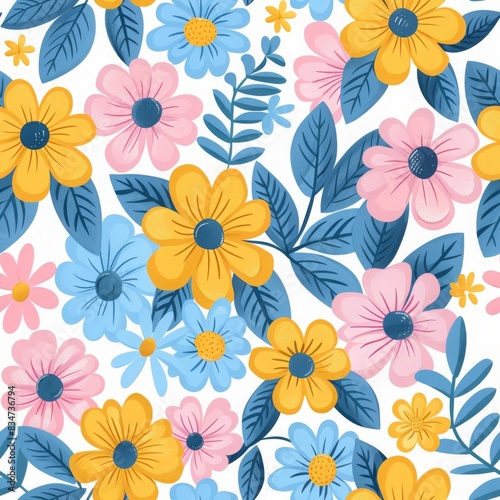 Wallpaper Mural Floral Seamless Pattern with Delicate Leaves and Berries Torontodigital.ca