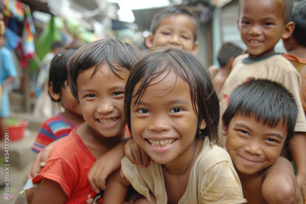 Group of happy asian children smiling and looking at the camera. Group of happy asian children smiling and looking at the camera.