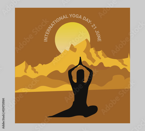 Man asana on a white isolated Yoga background. yoga and meditation. international yoga day poster design.