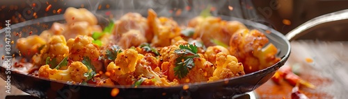 Aloo gobi, Indian spiced cauliflower and potatoes, family dinner in Delhi