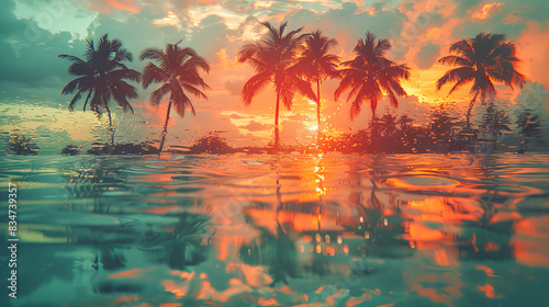 Serene sunset at tropical beach