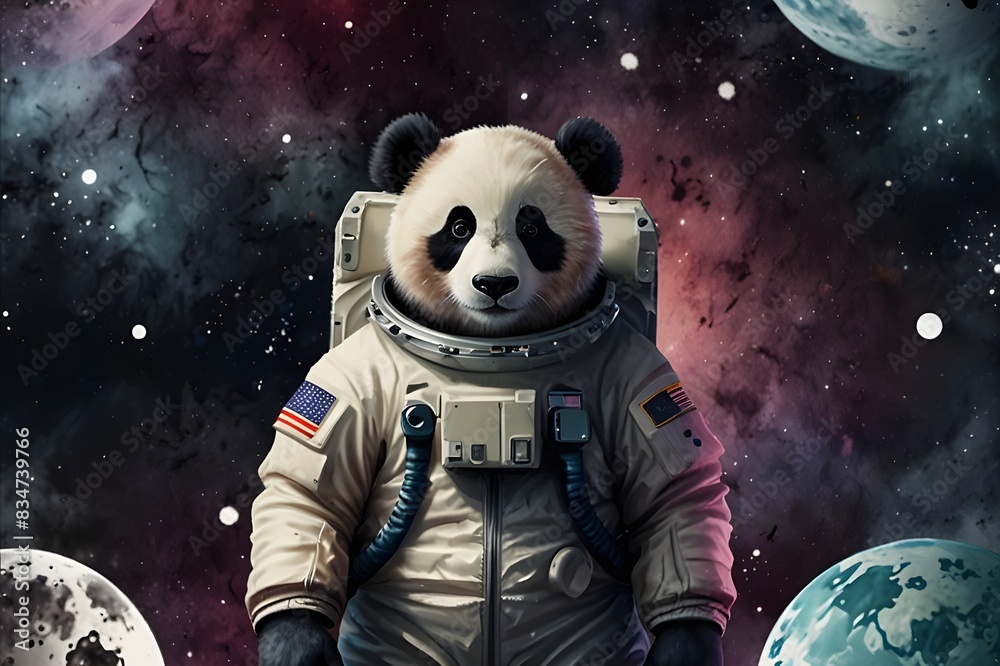 Cute panda astronaut in space in watercolor style.generative.ai Cute panda astronaut in space in watercolor style.generative.ai