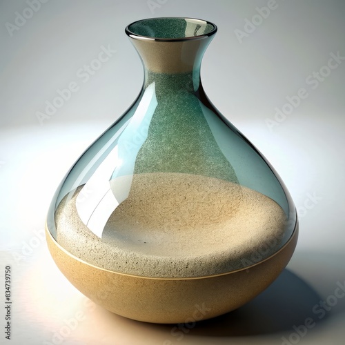 3D Render of a Sand-filled Glass Vase, on isolated white background, Generative AI
