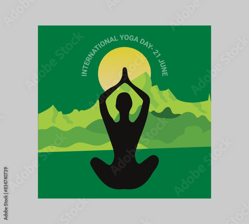Man asana on a white isolated Yoga background. yoga and meditation. international yoga day poster design.