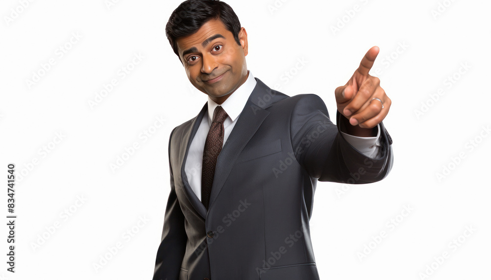 businessman pointing finger on white background businessman pointing finger on white background