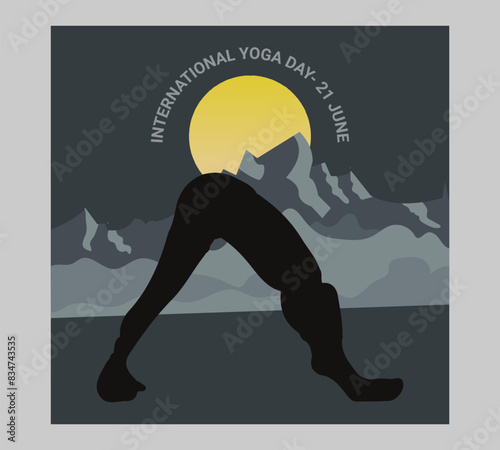 Man asana on a white isolated Yoga background. yoga and meditation. international yoga day poster design.