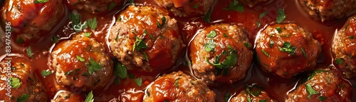 Kofta, spiced meatballs in tomato sauce, warm Middle Eastern gathering photo