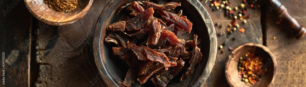 Kudu jerky, dried game meat, served during a South African safari Kudu jerky, dried game meat, served during a South African safari
