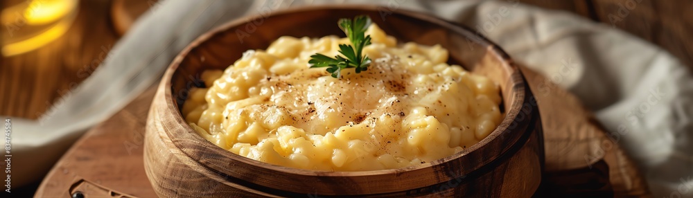 Liechtensteiner kasknopfle, cheesy spaetzle, served hot in a wooden bowl, alpine chalet, heartwarming meal on a cold day Liechtensteiner kasknopfle, cheesy spaetzle, served hot in a wooden bowl, alpine chalet, heartwarming meal on a cold day