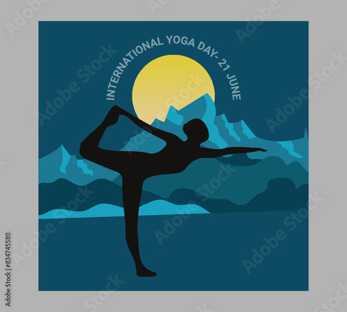 Man asana on a white isolated Yoga background. yoga and meditation. international yoga day poster design.