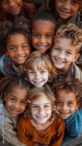 Children from diverse backgrounds holding hands and forming a circle. 