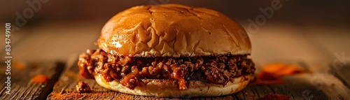 Sloppy Joe, ground beef in a tomato sauce sandwich, American school cafeteria photo
