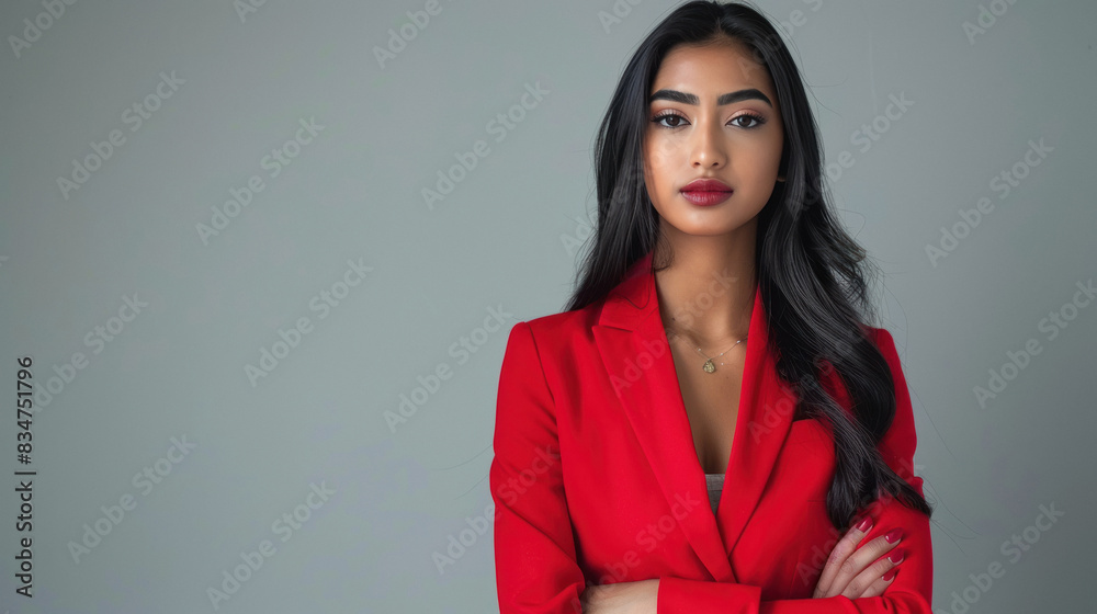 young woman manager in red suit young woman manager in red suit