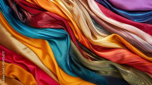 A vibrant display of colorful textile swatches