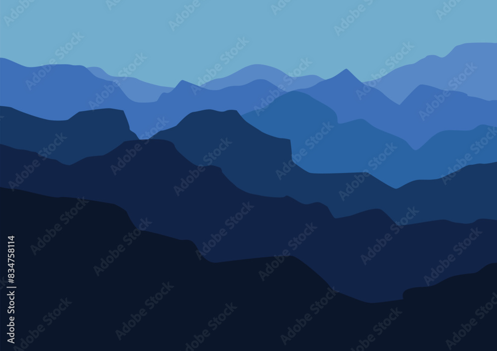 Landscape with mountains panorama. Vector illustration in flat style. Landscape with mountains panorama. Vector illustration in flat style.