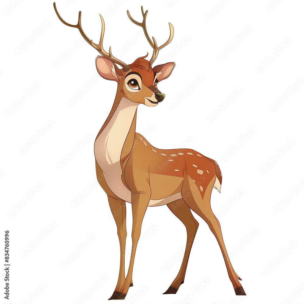 Fototapeta premium PNG cartoon clipart drawing of a deer on an isolated transparent background