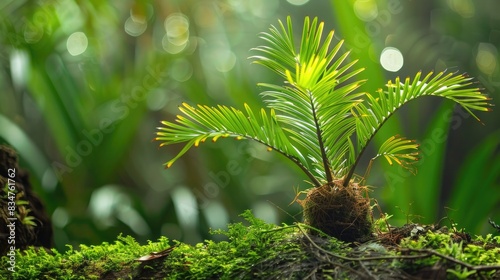 Young Cycas edentata de Laub sprouts in equatorial rainforests tropical sago palms photo