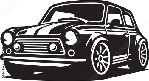 Sports car silhouette Old Cars black car Sketch illustration on white background 
