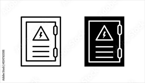 electric panel box icon set vectors. Electric distribution icon. editable on white background.
