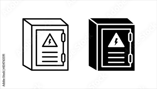 electric panel box icon set vectors. Electric distribution icon. editable on white background.