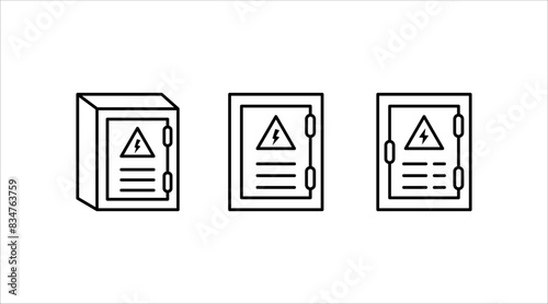electric panel box icon set vectors. Electric distribution icon. editable on white background.